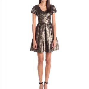 {Vince Camuto} Cap Sleeve Jacquard A-Line dress